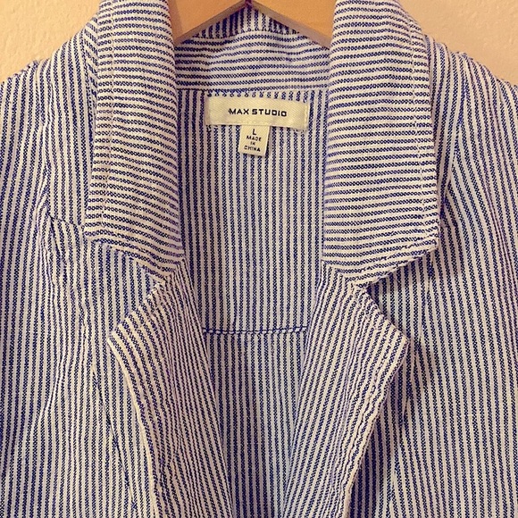 Max Studio blue one-button Blazer size L - Picture 3 of 10